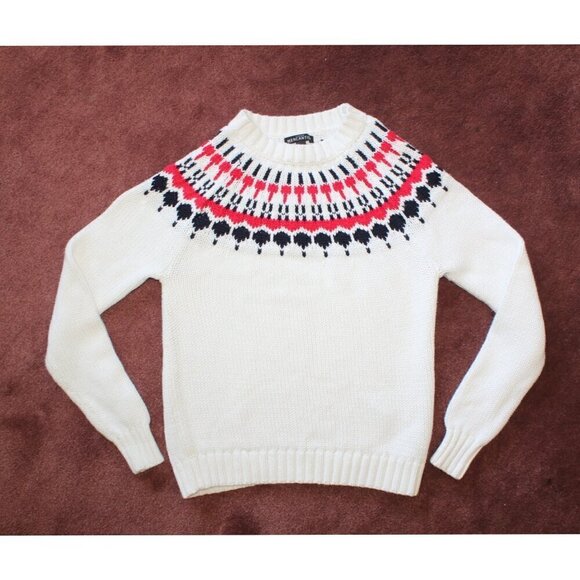 J. Crew Fair Isle Knit Sweater XS Crew Neck Long Sleeve Cotton Christmas - Picture 4 of 7